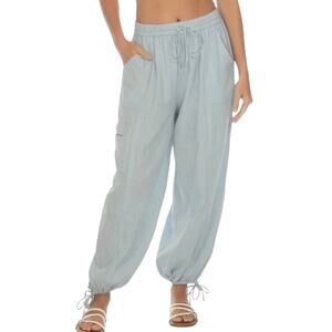Raviya Women’s Swimsuit Cover Up Cargo Pants Blue Chambray Size M